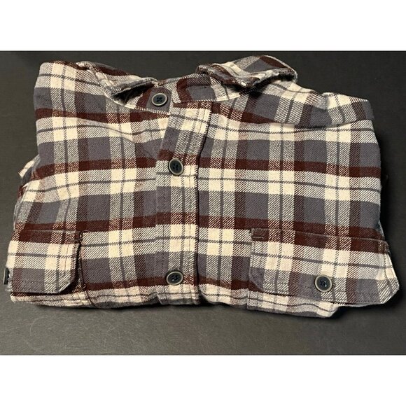Jach's flannel plaid shirt mens medium long sleeve button striped brown - Picture 9 of 10